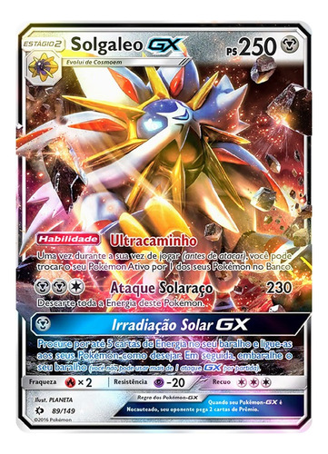 Carta Pokémon Lendário Solgaleo Gx Sol E Lua